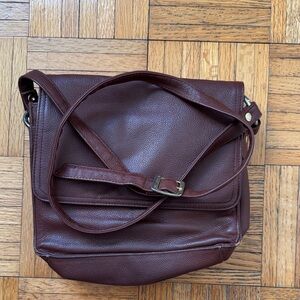 Vintage Brown-Red Leather Crossbody Bag